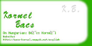 kornel bacs business card